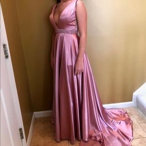Sherri Hill Pink Satin Prom Dress